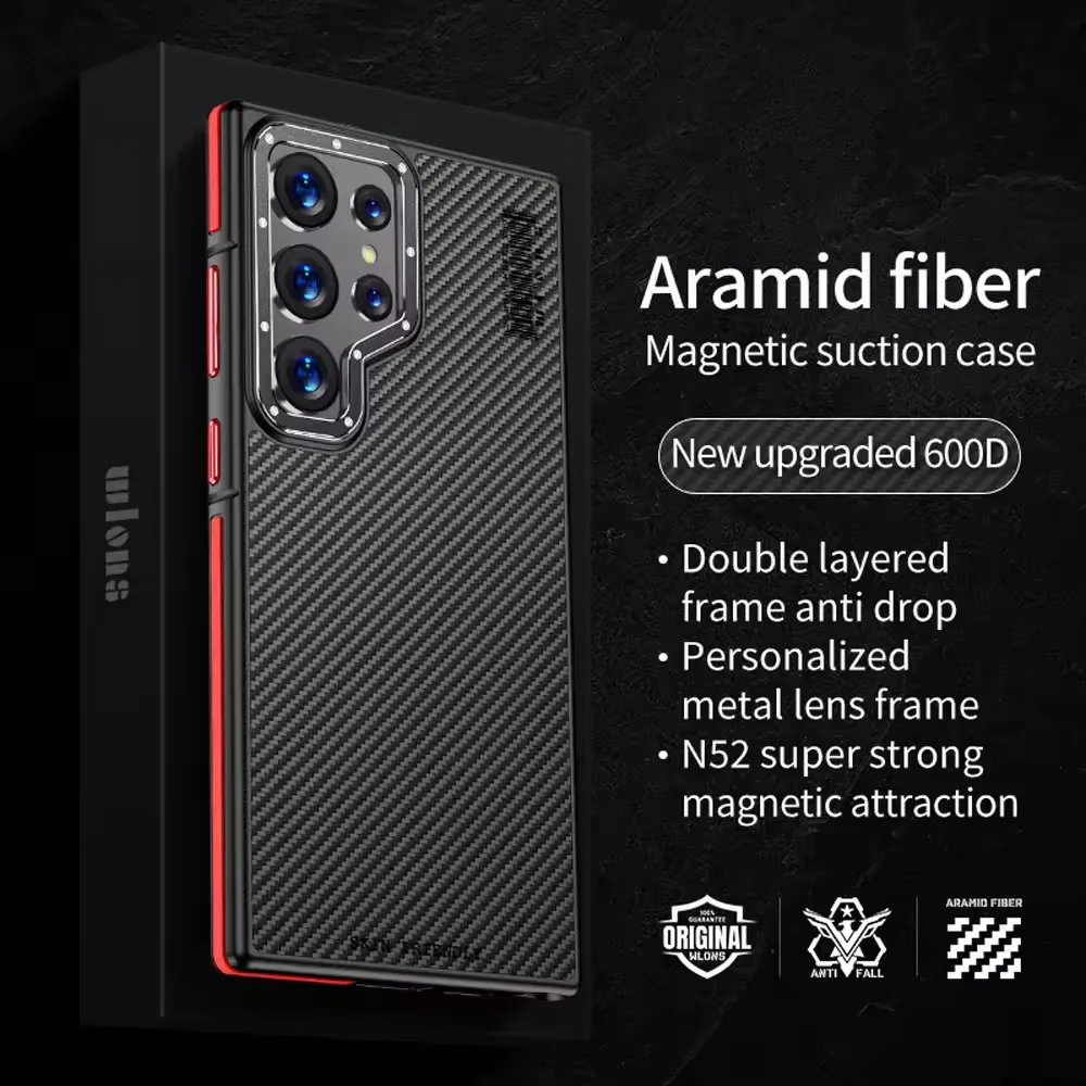 Anti-Drop Phone Case For Samsung S24 Aramid Fiber Shockproof Handyhull Cover Magnetic Luxury Tpu+Tpe Myc6184 Laudtec