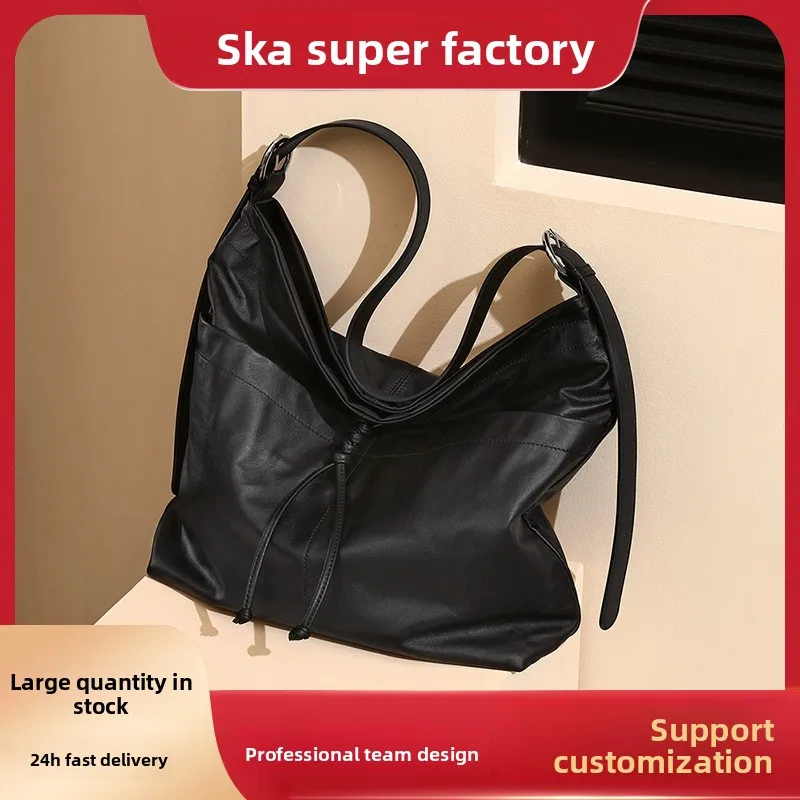 Hot-selling Women’s High-end Light Luxury Urban Minimalism Tote Bag Large Capacity Commuting Genuine Leather Zipper Closure