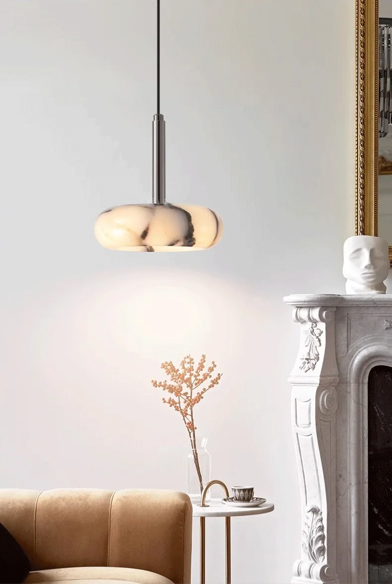 High-end Small Marble Pendant Lamp Modern Style Led Chandelier for Bedroom Bedside Living Room Home Hanging Lights