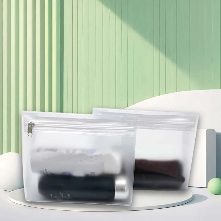 Custom Logo PVC  Cosmetic Towel Packaging EVA Pouch Zipper Travel Clear Small Frosted Clear Makeup Bag