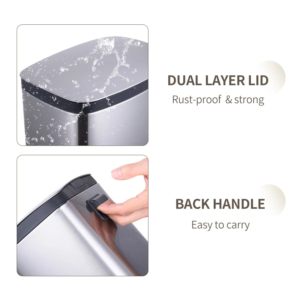 Ultra-Quiet Foot Pedal Trash Can - Commercial-Grade 5L/50L Stainless ...