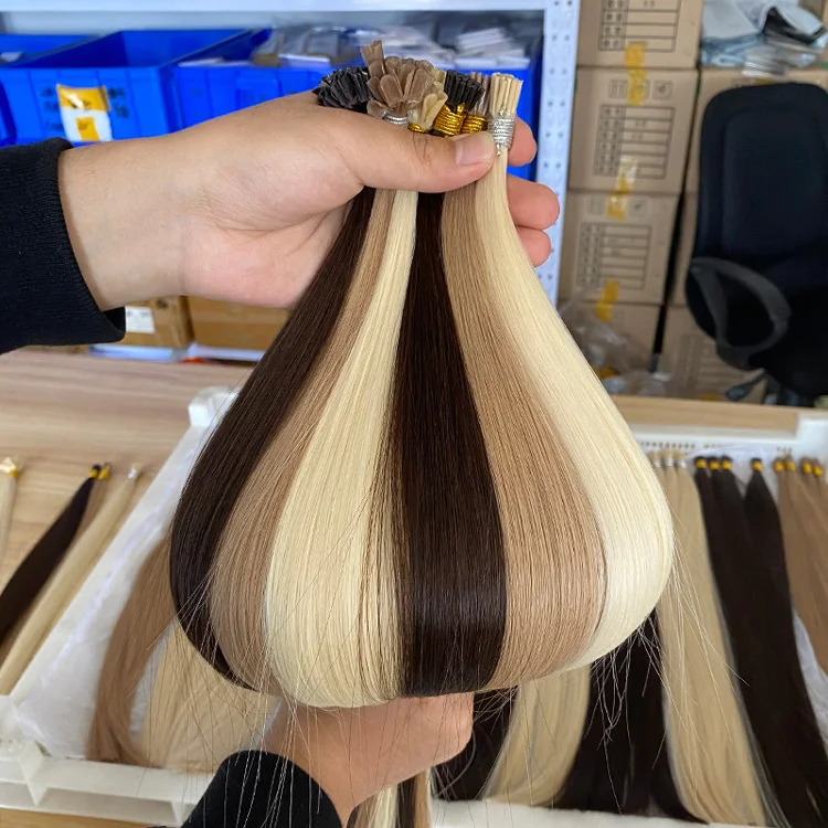 Single Donor Full Cuticle Aligned 100% Pre-Bonded Remy Hair Keratin Prebonded Slavic Flat Tip Hair Extension Human