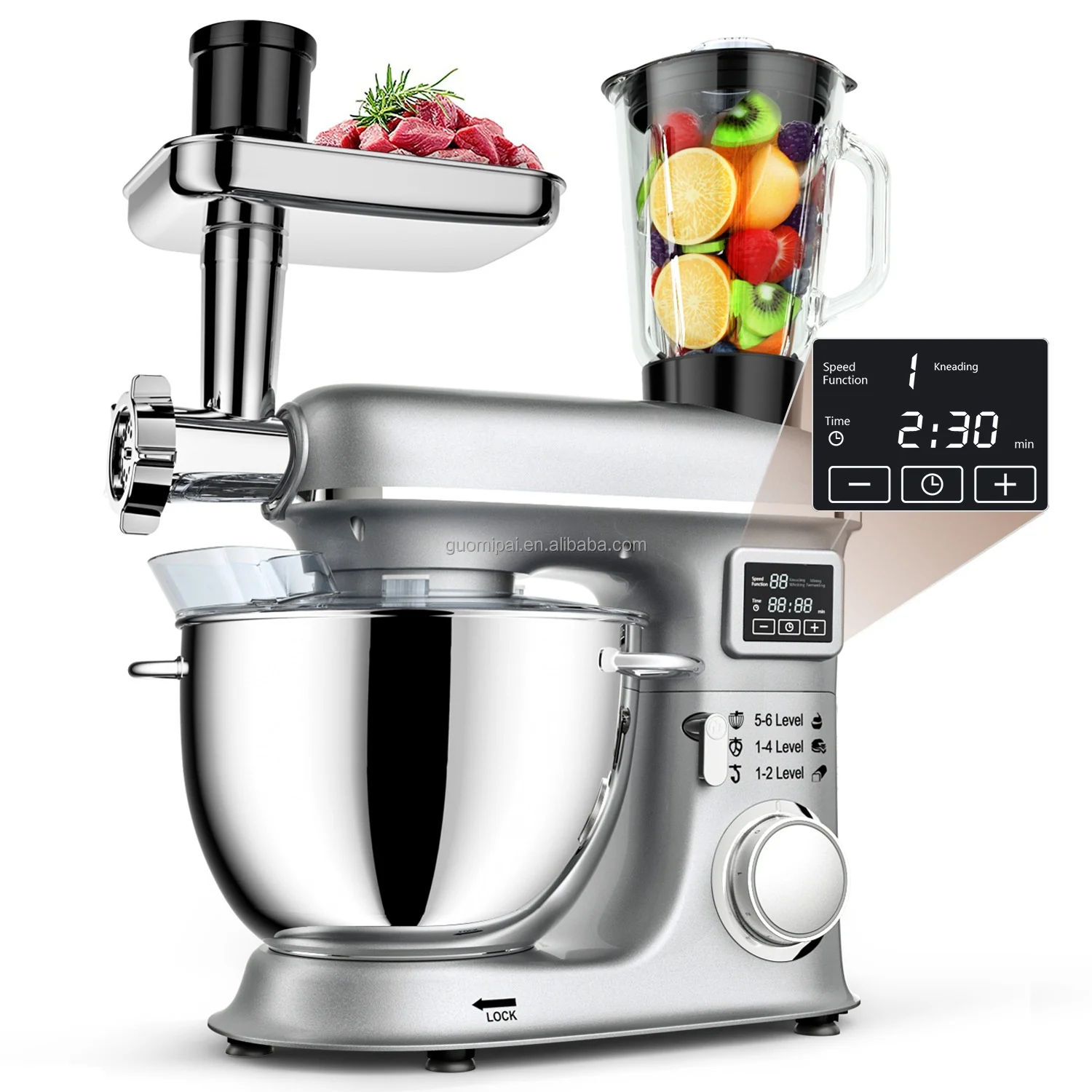 5 in 1 Kitchen Appliances OEM Multifunctional Impastatrice Electric Aid 8L Stainless Steel Mixing Bowl Meat Grinder Stand Mixer