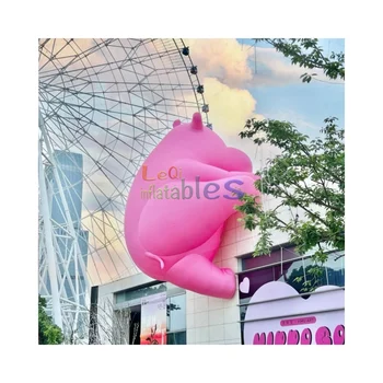 3m lovely climbing pink hippo advertising inflatable cartoon for building decoration fair event display inflatable hippo cartoon