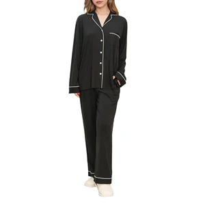 Bamboo Viscose Women's Pajamas Breathable Long Sleeve Loungewear Night Sleepwear Ladies Lounge Wear Sets