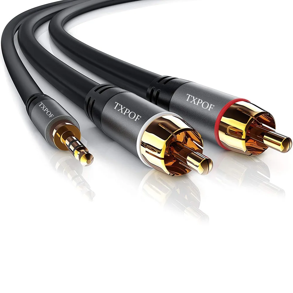 2rca сплиттер 3,5 мм стерео aux штекер к 2 rca штекер аудио кабель