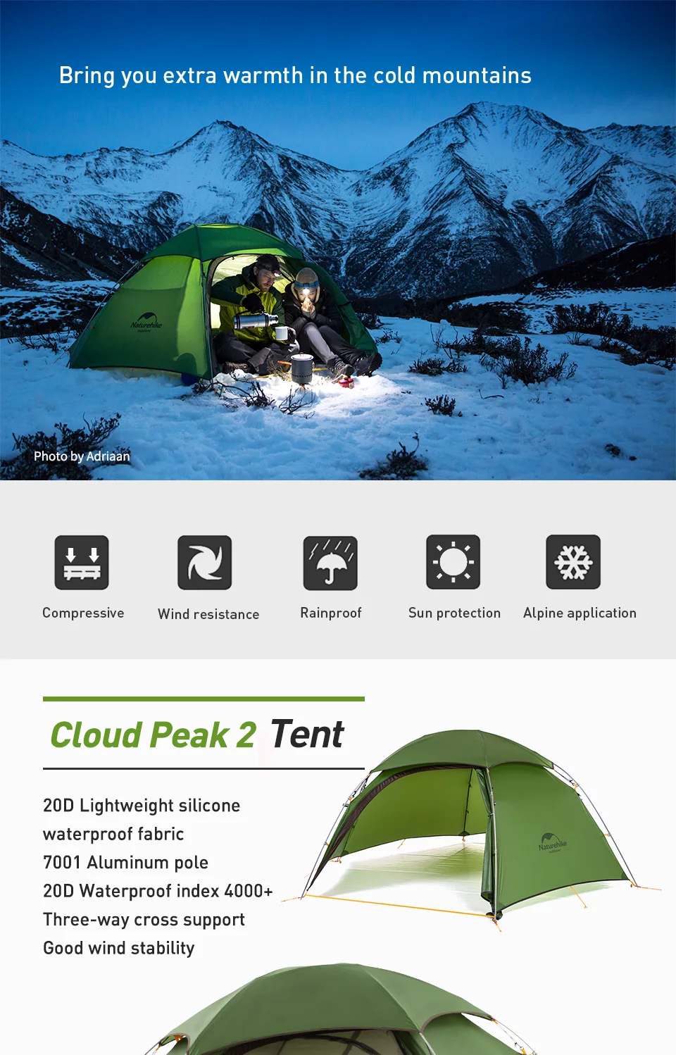 Naturehike Cloud Peak Tenda per 2 Persona 