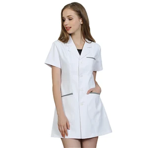 Wholesale Women Long  Short Sleeved White Coat High Quality Hospital Uniform Clinic Nurse Scrub Working Clothes Student Lab Robe