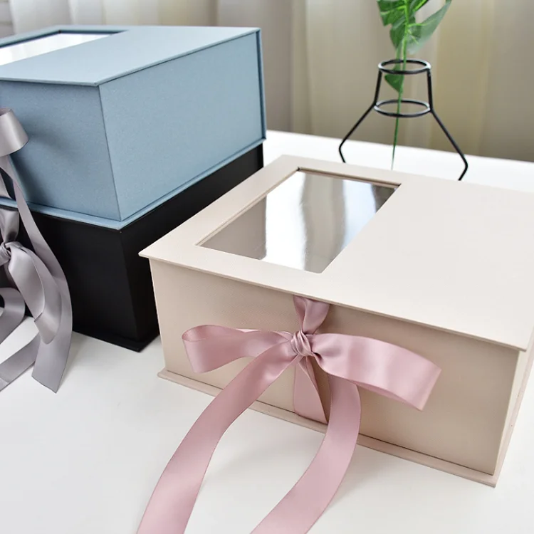 Luxury square Rigid Paper Flower Bouquet Gift Box with PVC Window ...