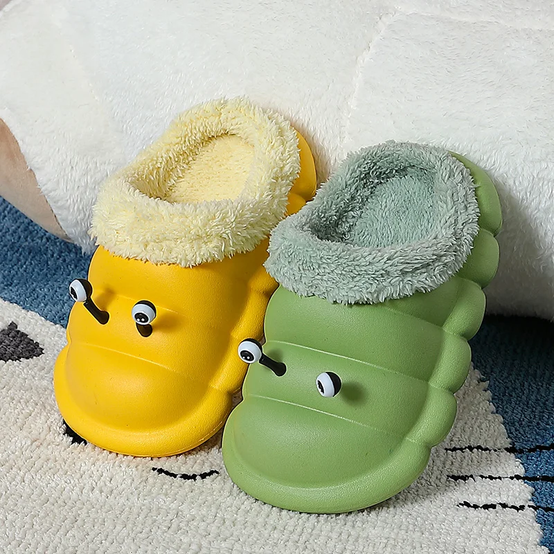 Детские тапочки, зимние фланелевые плюшевые домашние тапочки для маленьких девочек и мальчиков, водонепроницаемые мягкие теплые Нескользящие Детские Тапочки