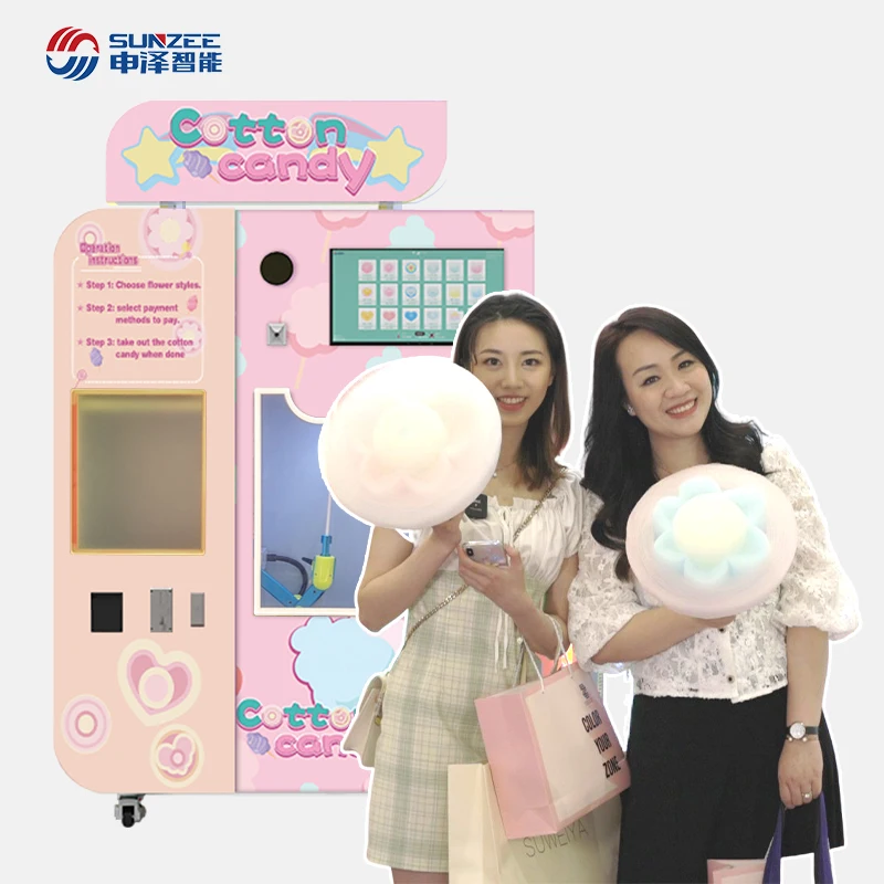 Sunzee Professional Mini máquina automática de algodón de azúcar rosa comercial