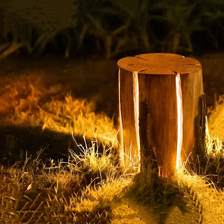 Solar Energy Landscape Lighting Christmas Led Artificial Wooden Tree Stump Garden Decoration Light