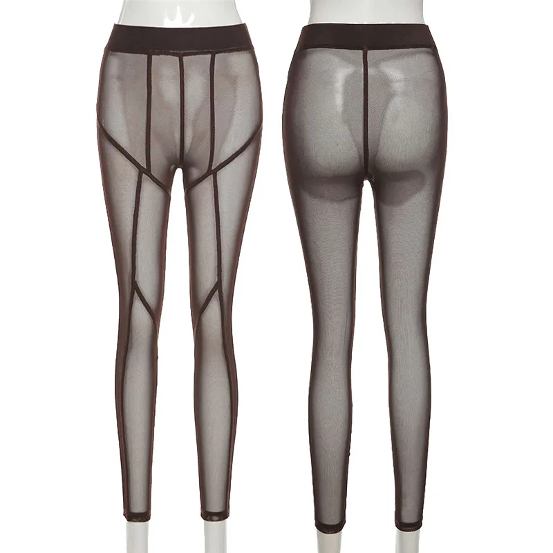 Womens Transparent Hot Pants Fishnet Lace Legging Sheer Mesh Tight Trousers  Club