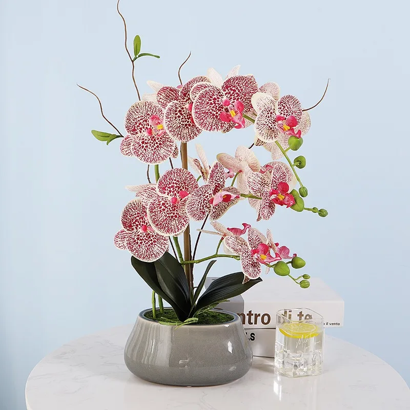 Handmade Realistic Silk Orchids in Pot for Home Decoration Christmas & Back to School Table Centerpiece