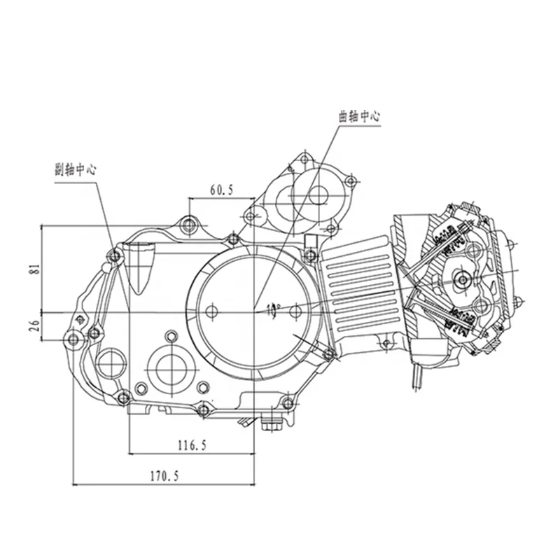 CQJB高品質オートバイエンジン空冷110CC 3速リバースギア付き