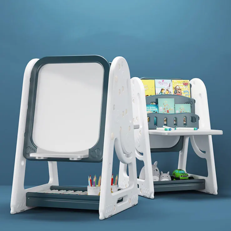 Adjustable Height Kids Learning Table Toddler Art Easel with Chair