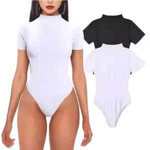Women's Sexy Bodysuits Solid Pattern Multi-Color Shapewear Simple Short Sleeve Waterproof Knitting Fabric Skinny Fit for Autumn