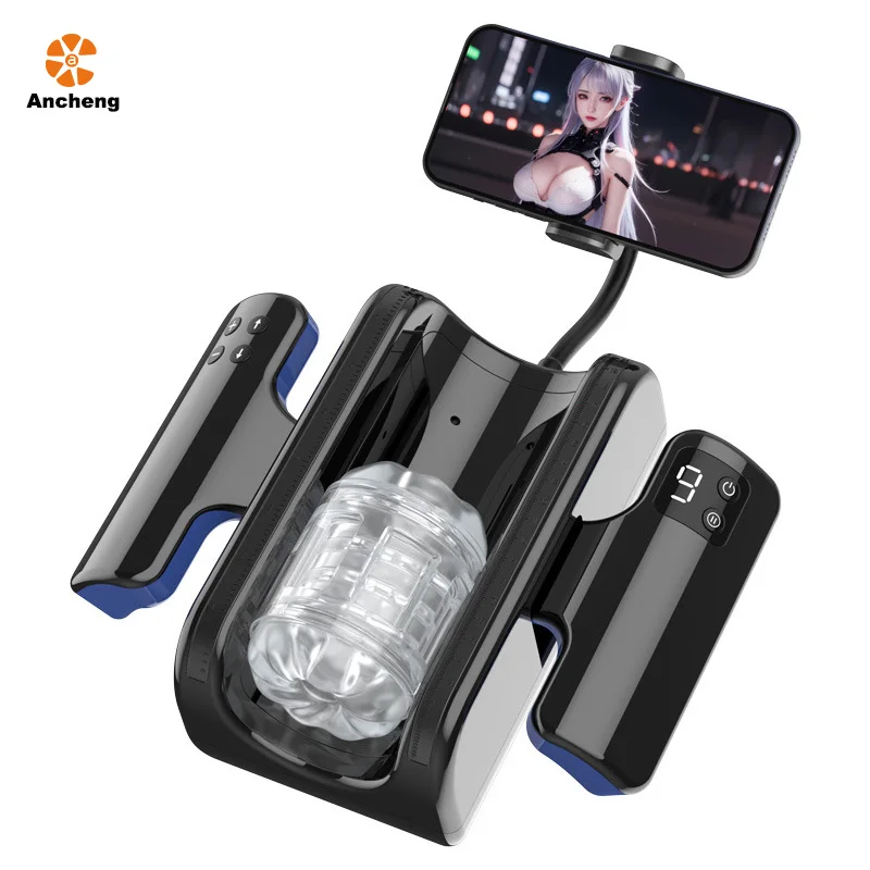 Dual Handle Control Automatic Male Masturbator with 20cm 9 Thrusting Phone  Holder Electric Masturbation Machine Sex Toys for Men