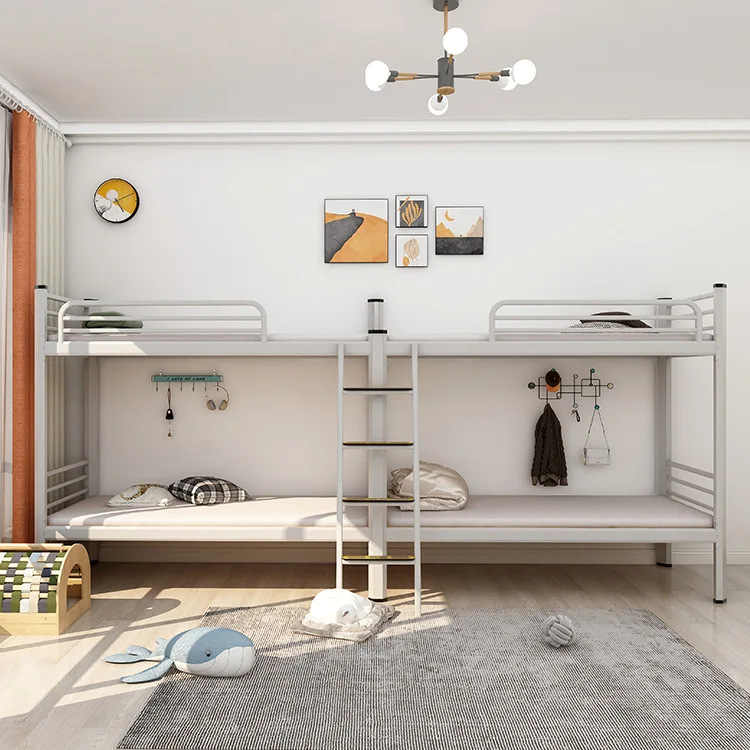 Modern Double Steel Bunk Bed for Adults Students Eco-Friendly Durable Metal School Bedroom Dormitory Hotels