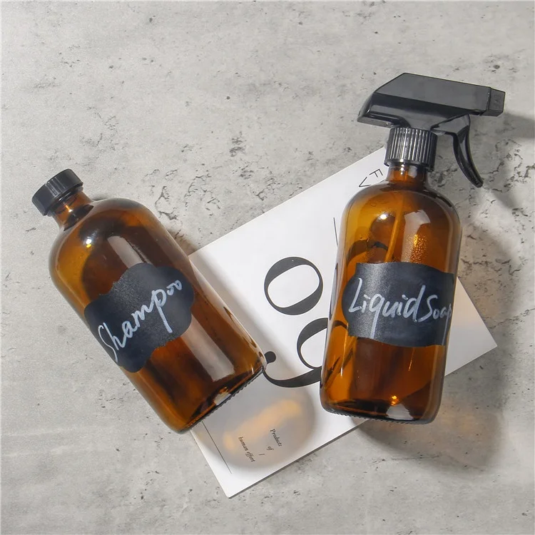 oz 500ml refillable round empty amber glass spray bottle with