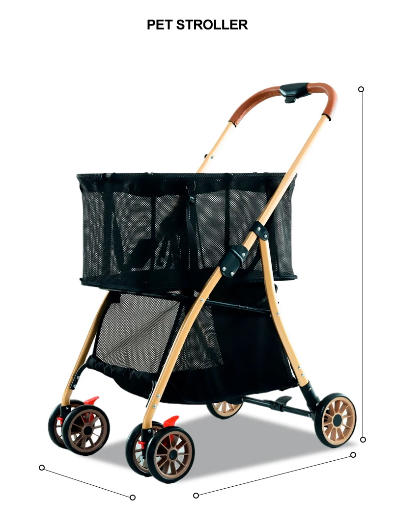 New Portable Pet Stroller for Large Dogs Double Layer Pet Shopping Cart with Removable Wheels for Outdoor Use and Shopping13