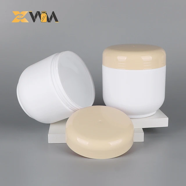 Custom Label 550ml HDPE Plastic Peanut Butter Jam Jar Yellow Oil Can Hand-Pulled Gasket Flip Top Cap Screw for Cosmetic Cream
