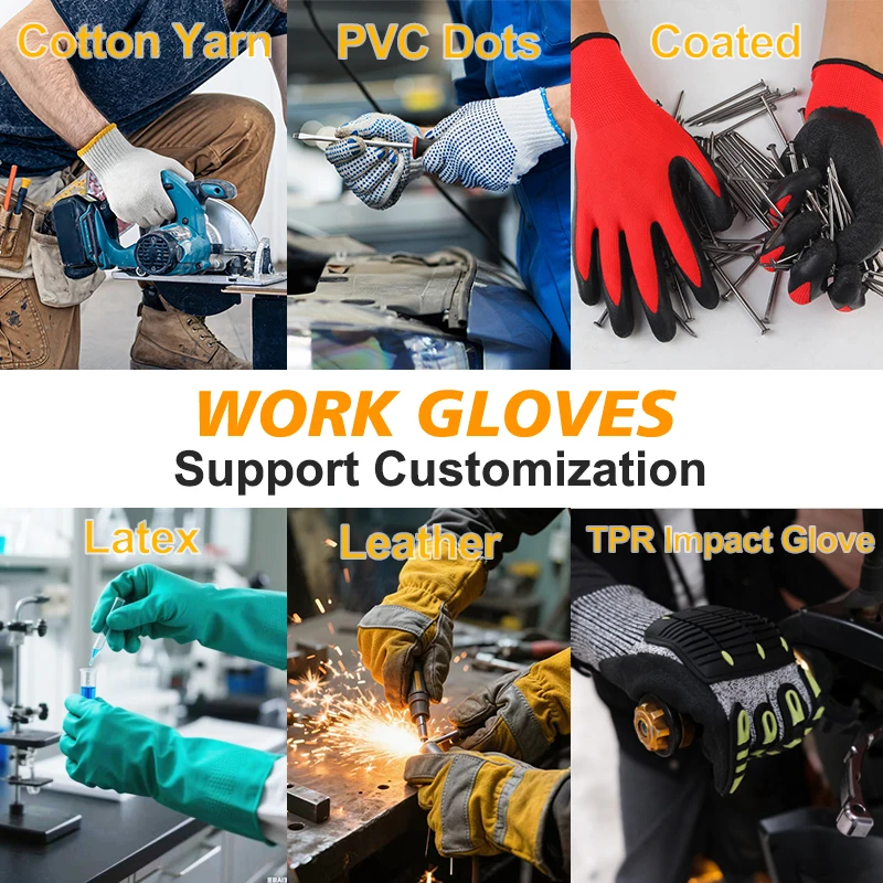Industrial Latex/Nitrile Coated Embossed Work Safety Gloves Anti-slip Cutting Breathable Work Gloves