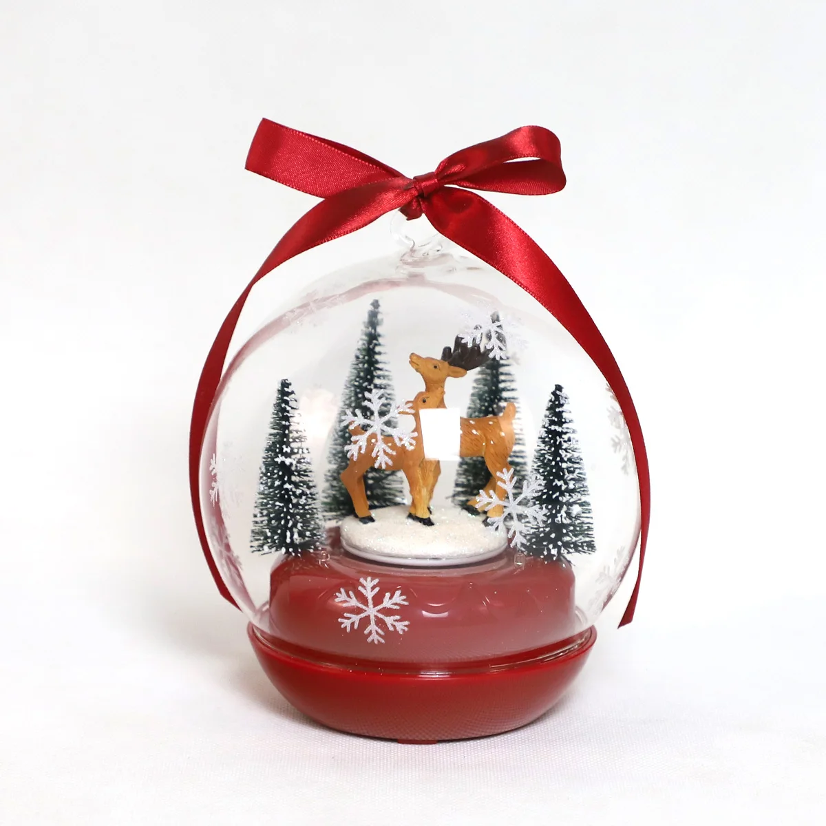 Rotating winter scene musical light up Christmas snow globe dome LED home table decoration gift for sale