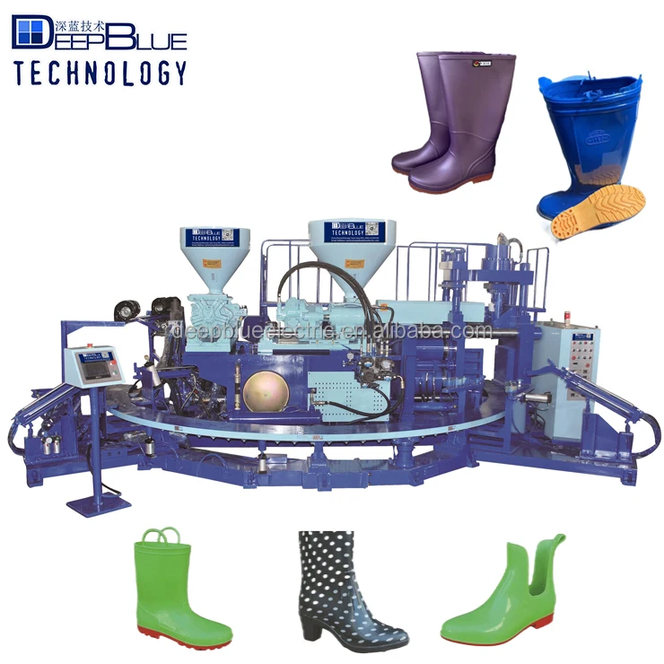Three Color PVC Rubber Waterproof PVC Rain Boots Safety Gumboots 16 Stations Rain Boots Injection Molding Machine