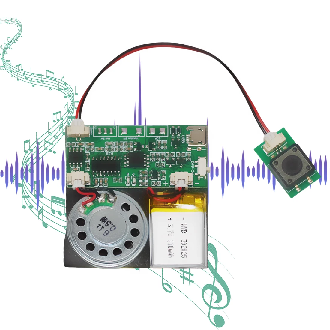 Factory Direct USB Downloadable MP3 Music Sound Module IC PCB Speaker for Greeting Cards Press-Button Control Activated