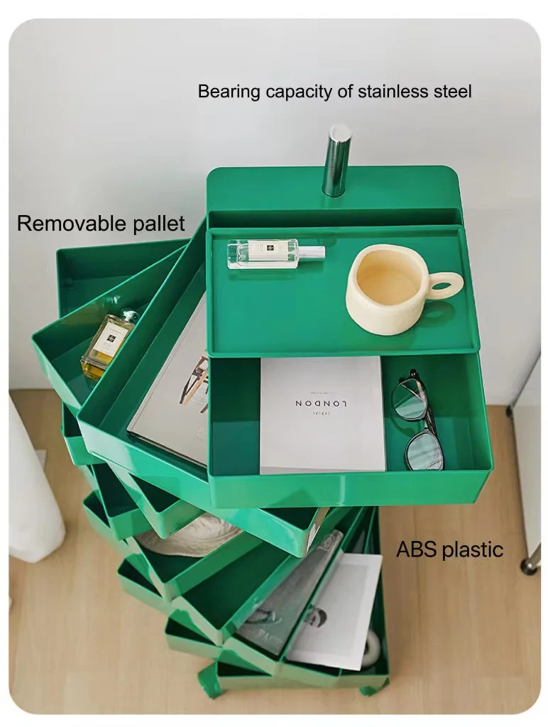Nordic Famous Design Rectangle ABS Plastic 360 Degree 5 Layer Storage with Wheel Removable Cabinet