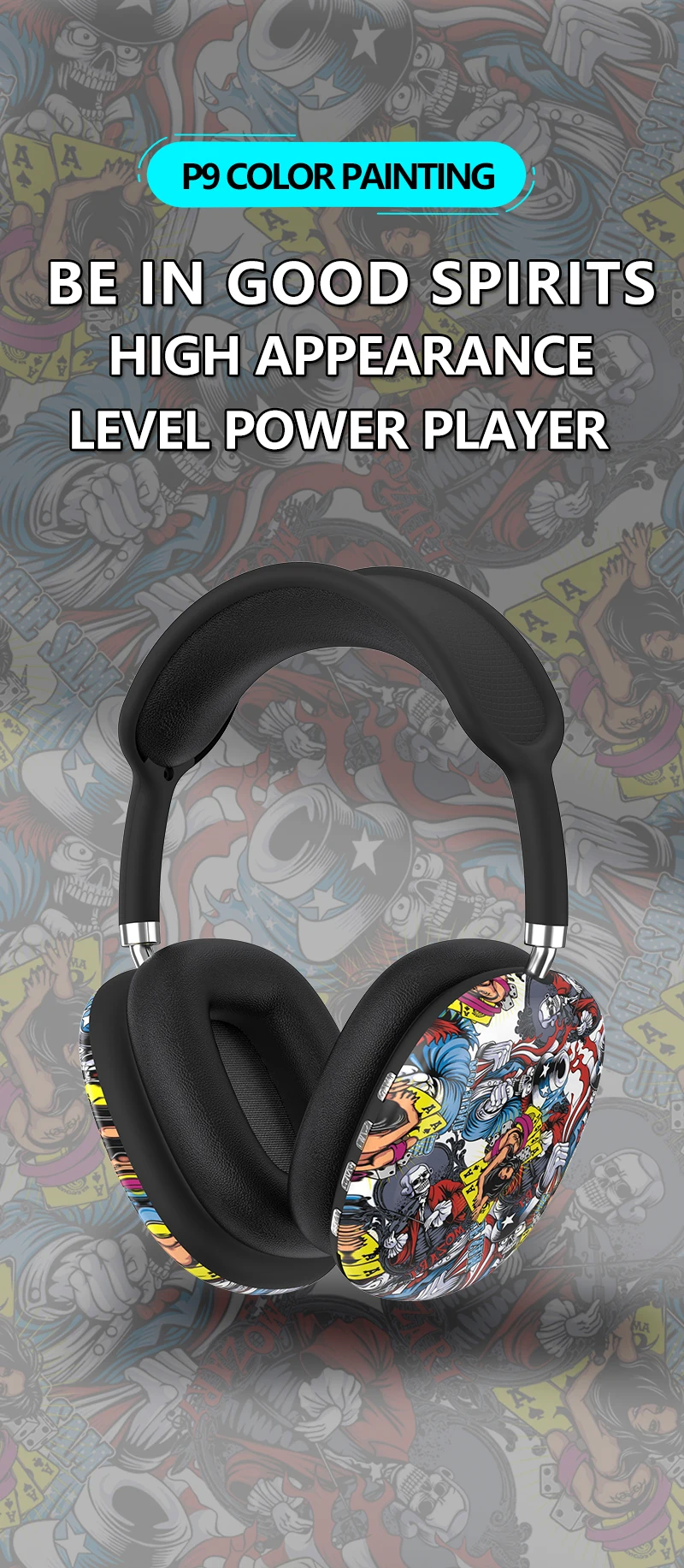 Original Factory P9 Pro Max Wireless Headphones With Microphone Paint