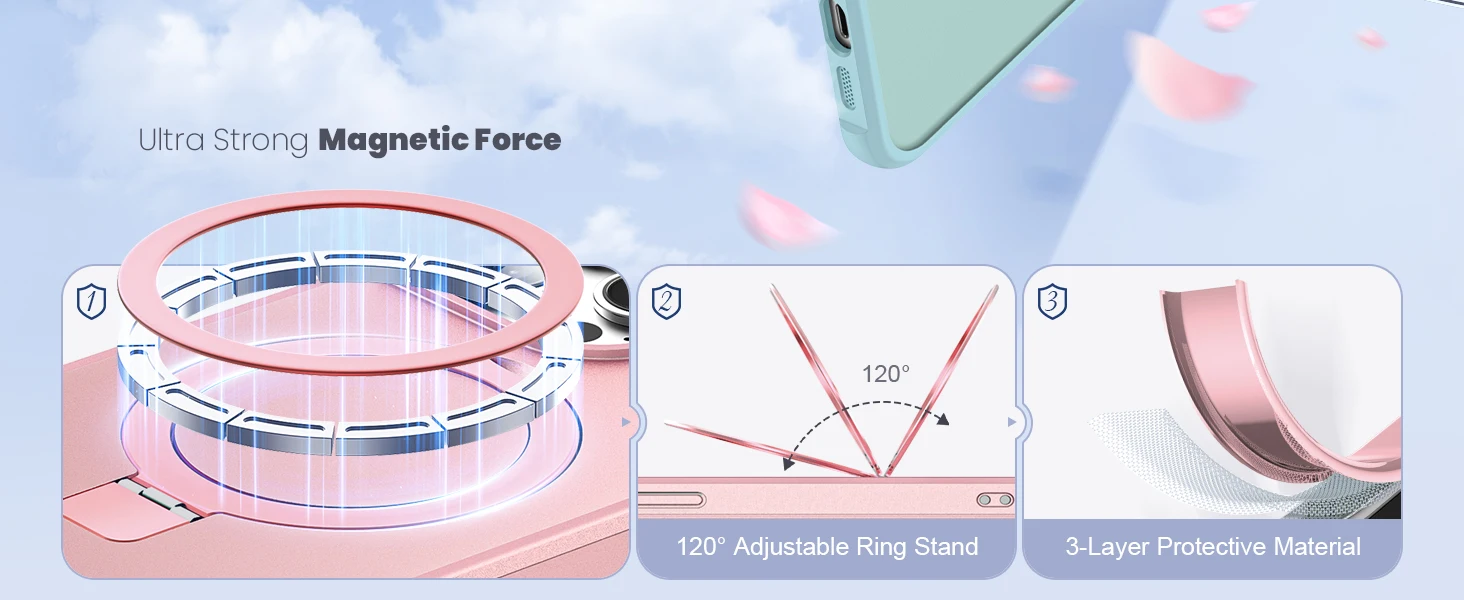 product magnetic ring stand case for iphone 15  15 pro translucent shockproof cover with mag compatible grip-4