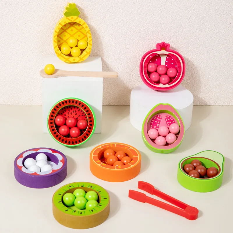 New Early Learning Color Sorting Toy Children Montessori Color Matching Fruit Cognition Game Wooden Edcuationl Toys for Kids