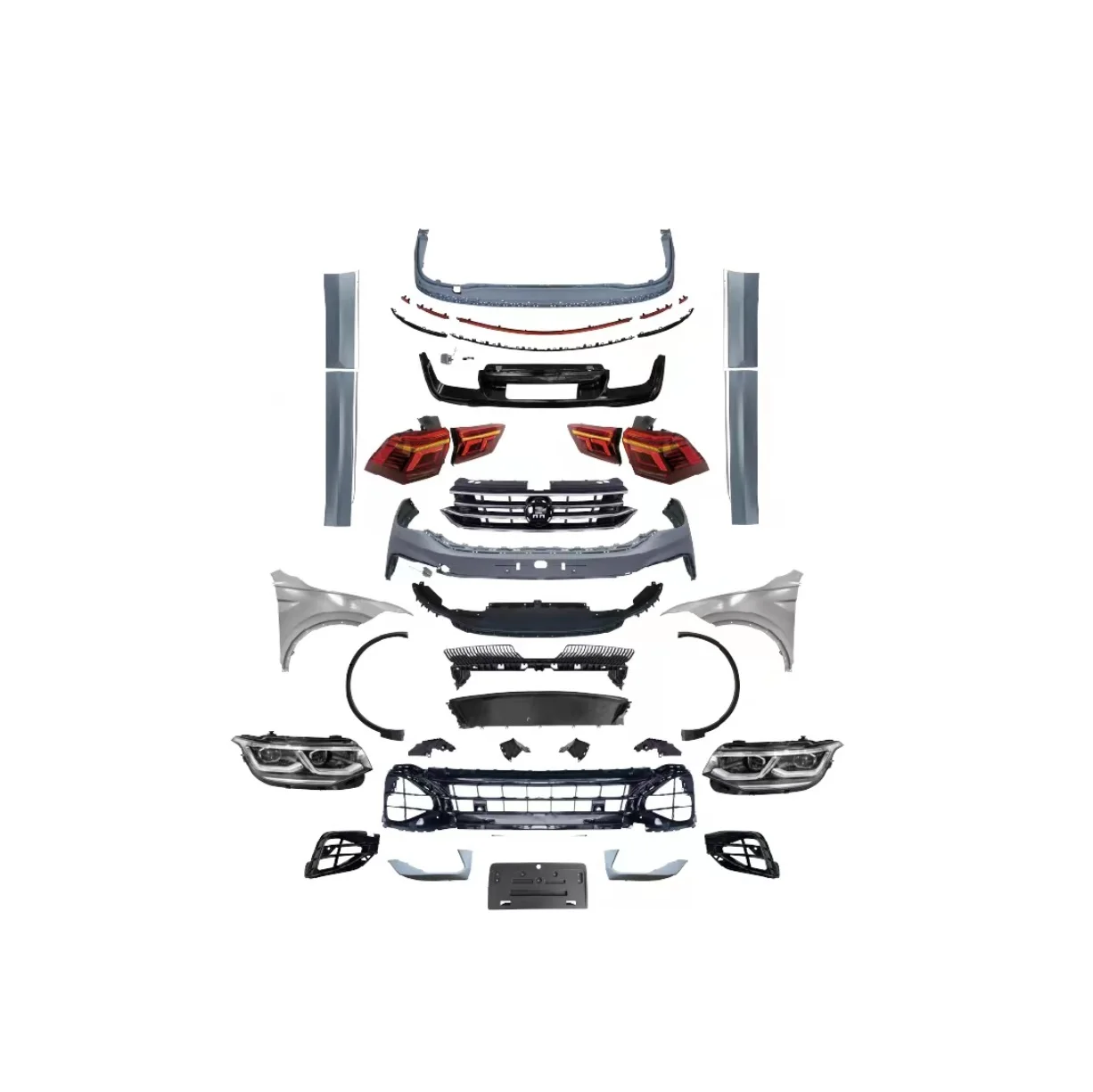 XLstyling Car Conversion Upgrade Facelift Front Rear Bumper Retrofit 2021 R Bodykit for VW Tiguan 2017 Old to New Body Kit