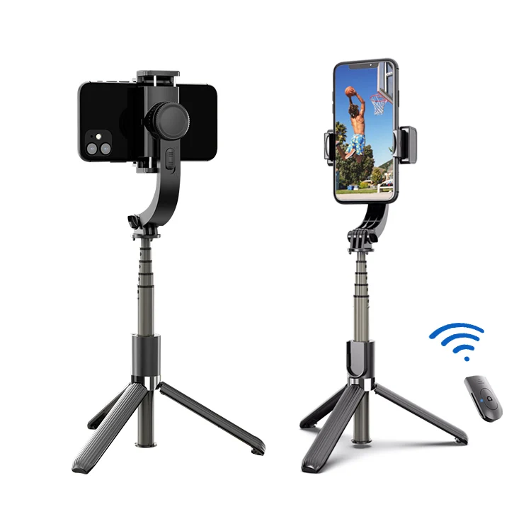 Folding 360 Degree Rotation Handheld Gimbal Stabilizer for Smartphone with Extendable Selfie Stick and Tripod