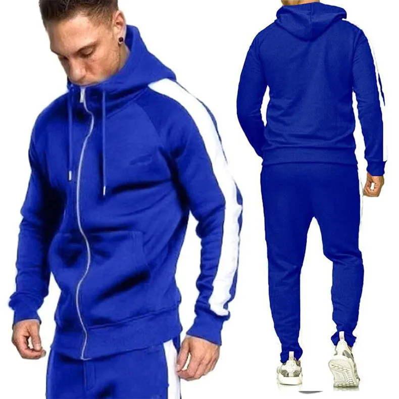 High quality jogging sportswear zip up sweatsuit custom logo printing plain men tracksuit