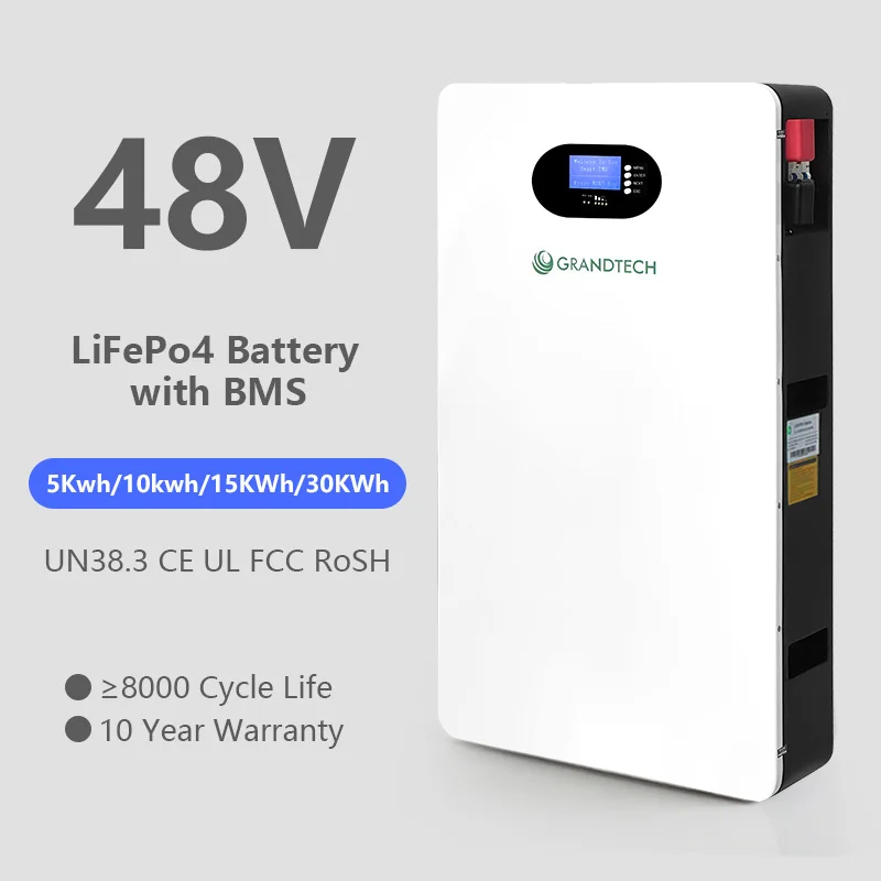 Grandtech Smart BMS CE UN38.3 Chứng Nhận 100Ah 200Ah 280Ah 5kWh 10kWh 48V Pin LiFePO4 Pin Lưu Trữ Năng Lượng Gia Đình Pin ESS