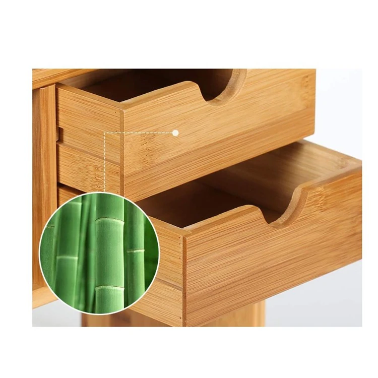 Custom Bamboo Bookshelf with 2 Drawers - Eco-friendly