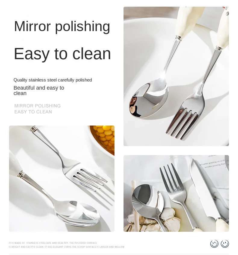 Household Smiley Cartoon Western Food Spoon Fork Knife Modern 304 Stainless Steel Short Handle Cutlery Set