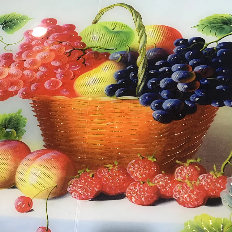 Living Room Background Fruit Pattern 3D Ceramic Wall Tile Designs 3D Wall Decor Tile for Bedroom