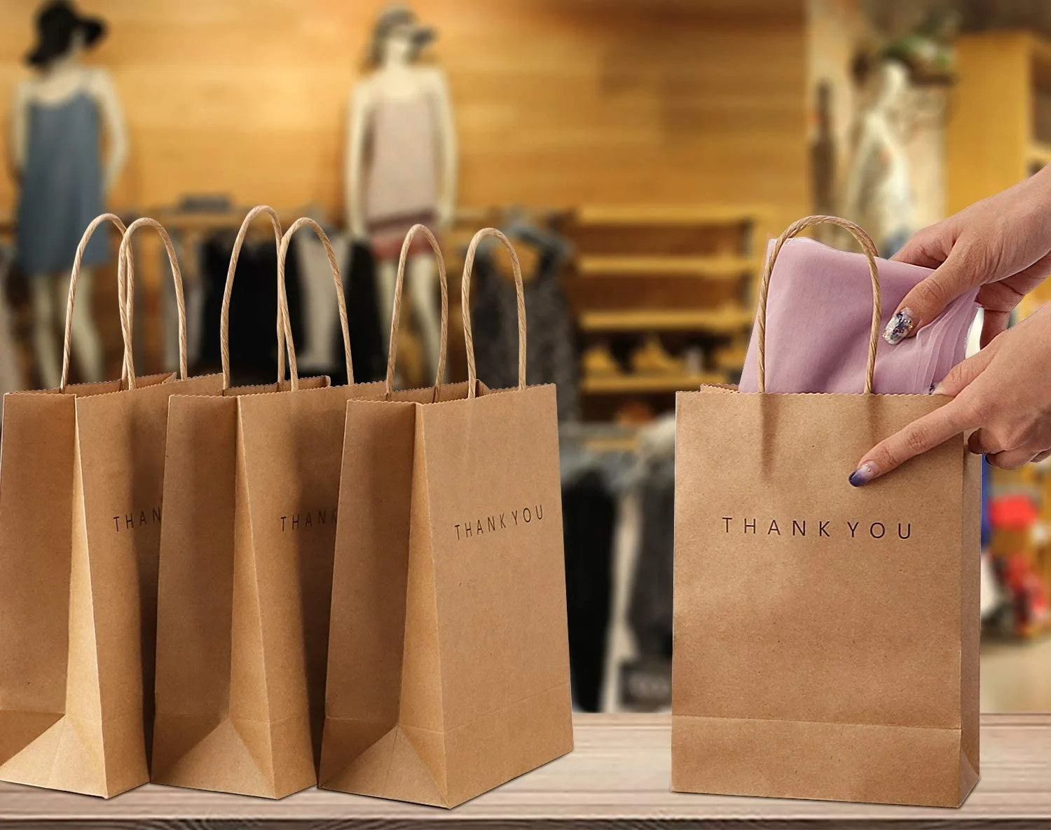 Branded Paper Bag Supplier Wholesale Custom Carrier Paper Shopping Gift Bag  Kraft Paper Thank You Retail Bags