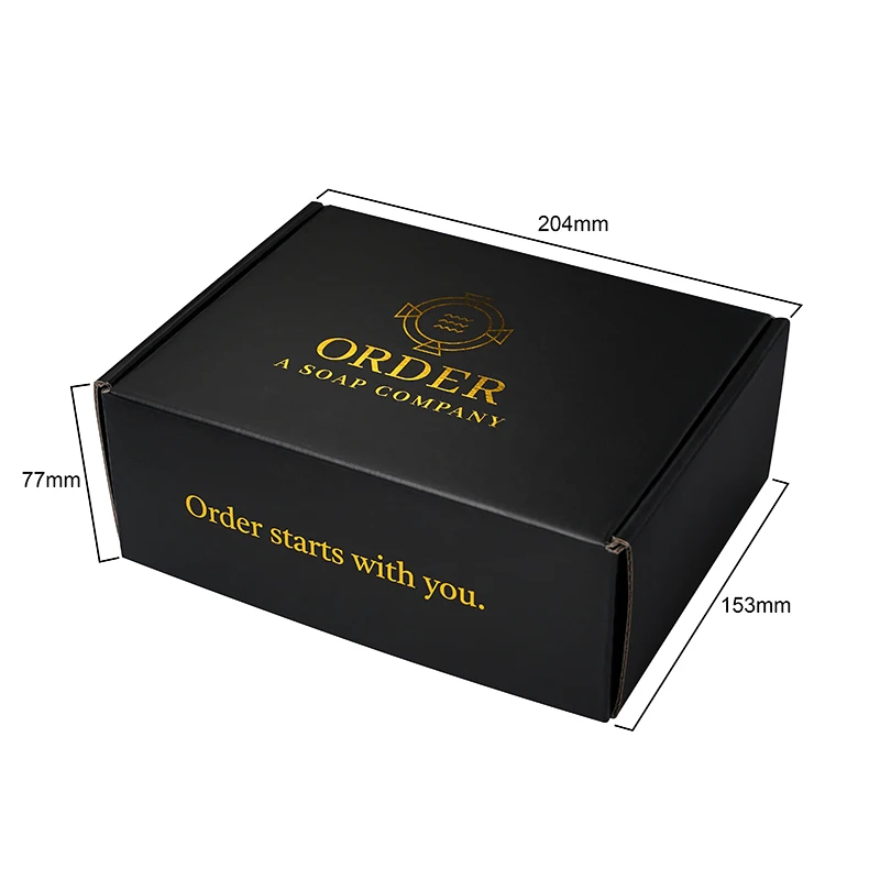 Recyclable Mailer Box Custom Size Logo With Gold Foil Matt Lamination Kraft Corrugated Shipping Flat Pack Packaging Gift Box