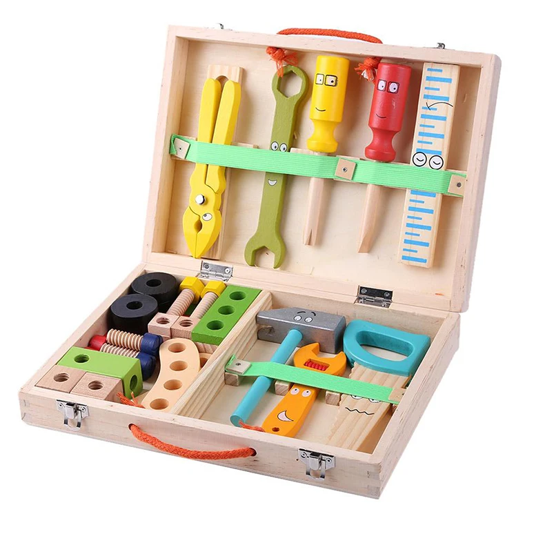 儿童木制工具箱玩具套装儿童diy螺母拆卸螺丝组装仿真修复工具玩具- Buy