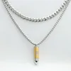 Two-tone gold pendant with a 3.0*60cm square pearl chain