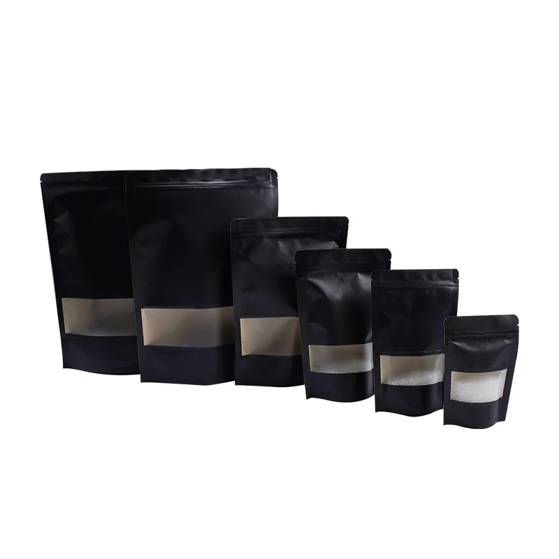 100g 250g 500g 1kg Biodegradable Stock Flat Bottom Brown Kraft Paper Aluminum Foil Coffee Bags With Valve and Ziplock
