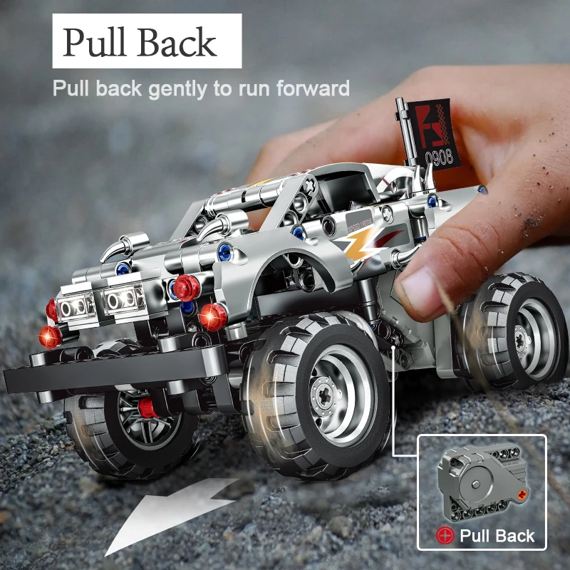 WOMA TOYS Factory Customize C0908 STEM Child Birthday Gifts Pull Back Off Road Car Technic Small Brick Building Blocks