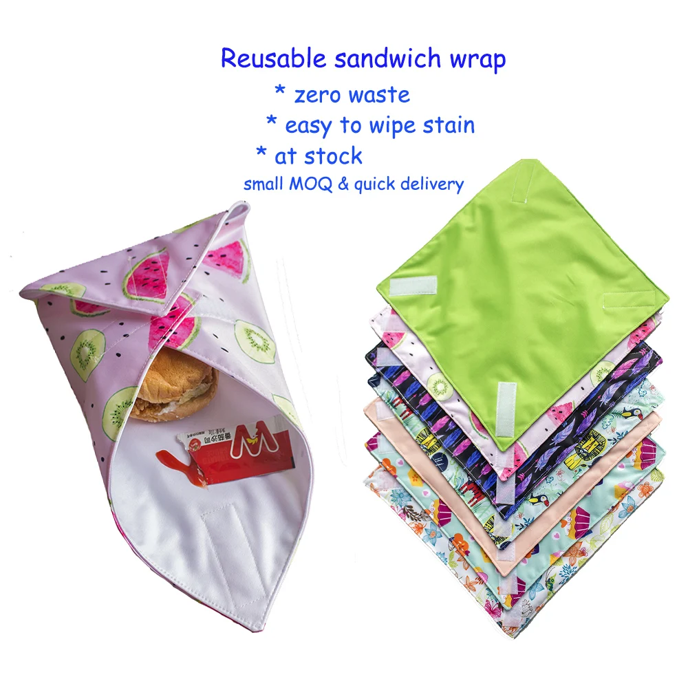 Пластиковые Многоразовые обертки для сэндвичей водонепроницаемые тканевые пакеты и гамбургеров безопасные фруктов еды закусок держатель