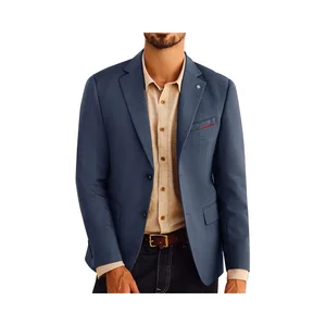 YiFeng Men's Business Blazer Single Breasted Worsted Fabric Flat Front 2 Buttons Regular Fit Office Jacket Suit V-neck Garment