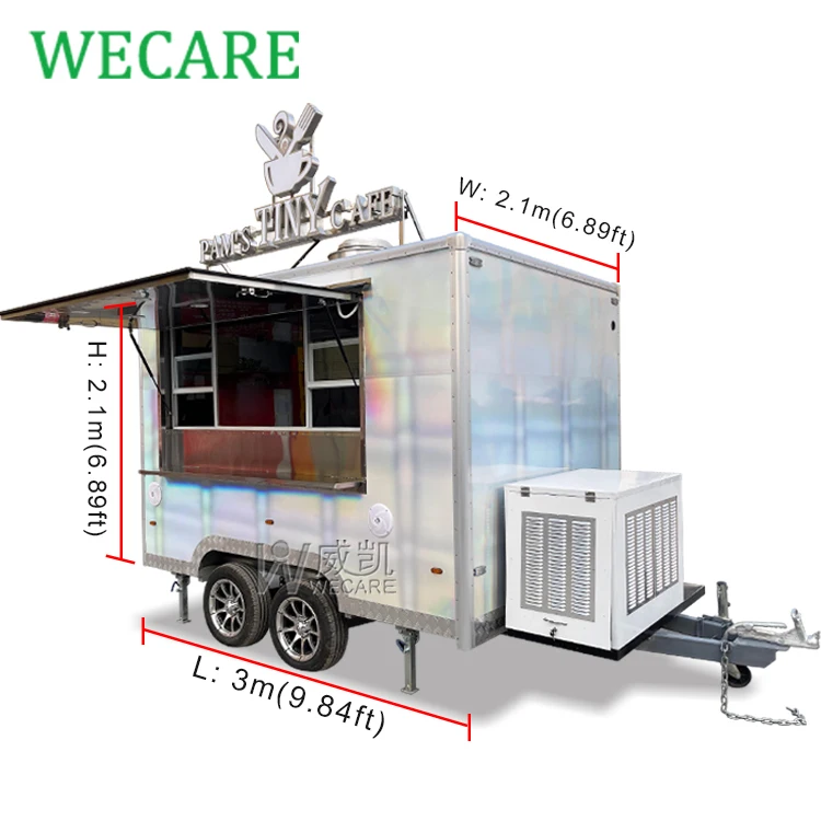 Wecare Mini Coffee Shop Truck Fast Food Selling Car Hot Dog Caravans